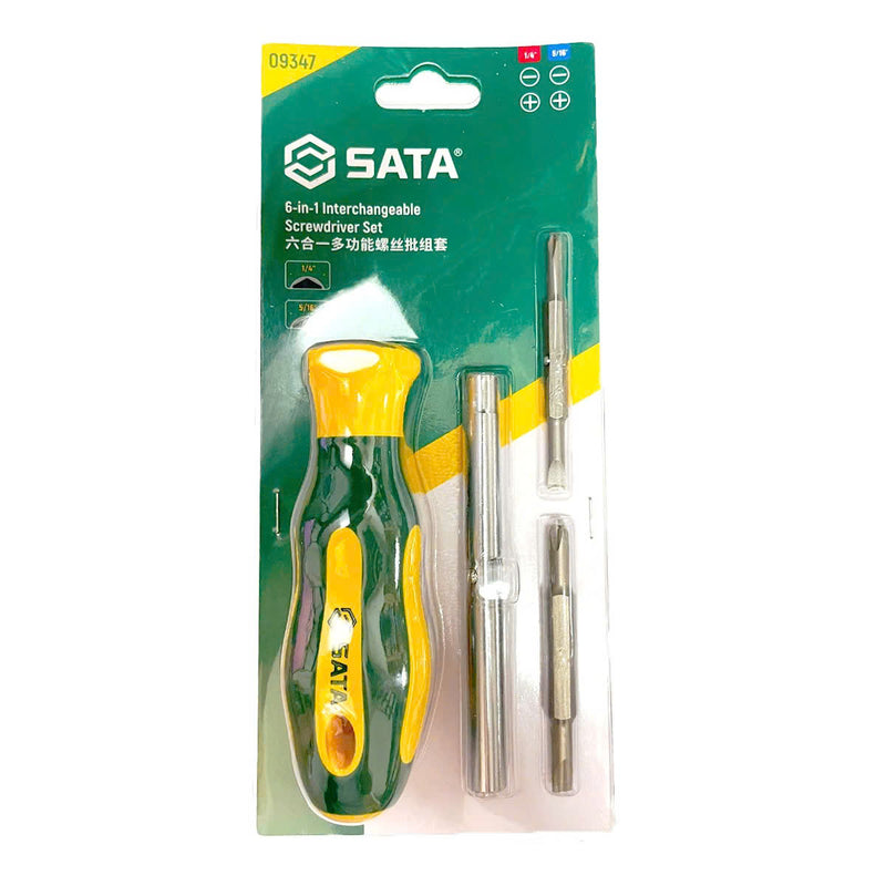 6-in-1 interchangeable screwdriver set SATA 09347