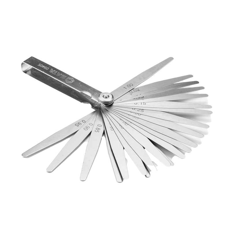 Bộ thước lá SATA 09405 gồm 23 chi tiết, dãi đo từ 0.02-1mm, hệ met và inch