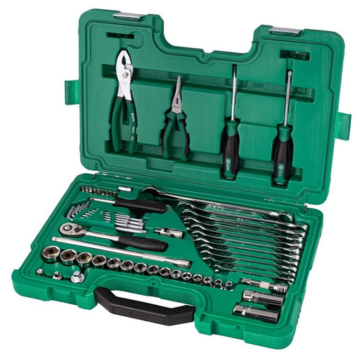 Bộ dụng cụ sửa chữa ô tô chuyên nghiệp 56 chi tiết SATA 09509 - Bộ đồ nghề cơ khí ô tô đa năng, thép Cr-V, hộp nhựa cứng