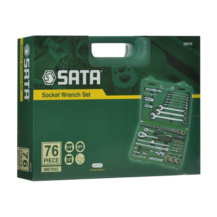 Bộ cờ lê - đầu tuýp 76 chi tiết 1/4inch & 1/2inch  SATA 09519