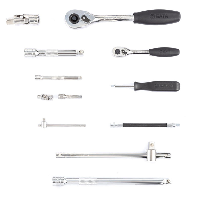 Bộ cờ lê, đầu tuýp kết hợp 76 chi tiết SATA 09519 cốt 1/4 inch và 1/2 inch
