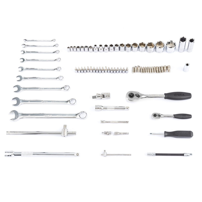 Bộ cờ lê, đầu tuýp kết hợp 76 chi tiết SATA 09519 cốt 1/4 inch và 1/2 inch