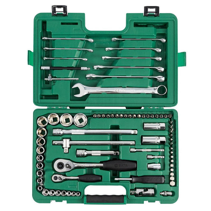 Bộ cờ lê, đầu tuýp kết hợp 76 chi tiết SATA 09519 cốt 1/4 inch và 1/2 inch