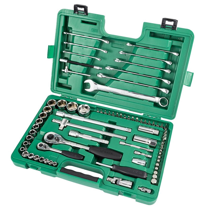 Bộ cờ lê, đầu tuýp kết hợp 76 chi tiết SATA 09519 cốt 1/4 inch và 1/2 inch
