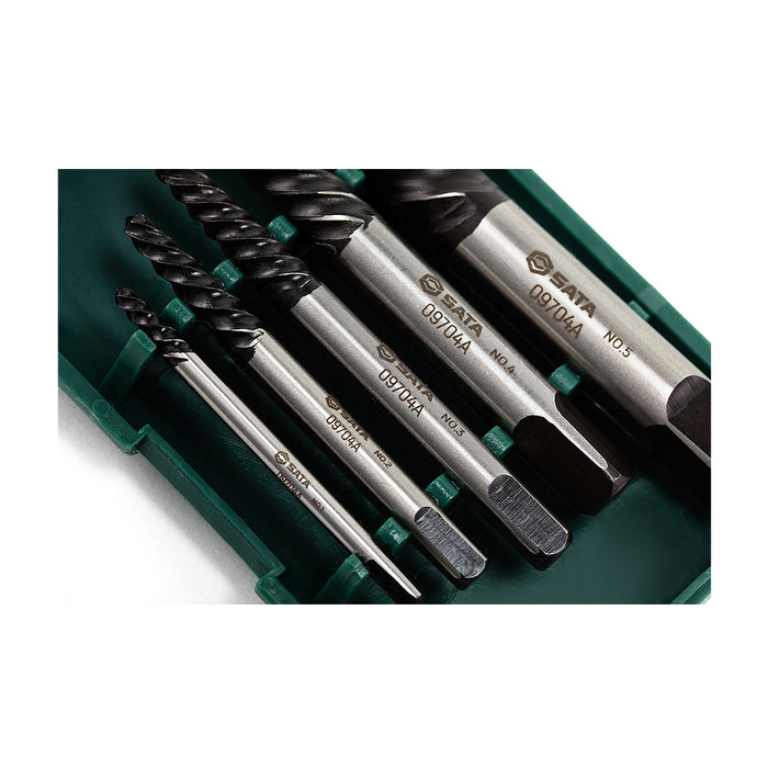 Bộ taro lấy ốc gãy 5 chi tiết cỡ lớn độ cứng đạt chuẩn HRC58-60 SATA 09704A