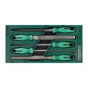 Bộ khay dũa kim loại 8 chi tiết SATA 09910A - Dụng cụ gia công kim loại đa năng, dũa thép răng mịn, dũa kim phủ kim cương, khay EVA chuyên dụng.