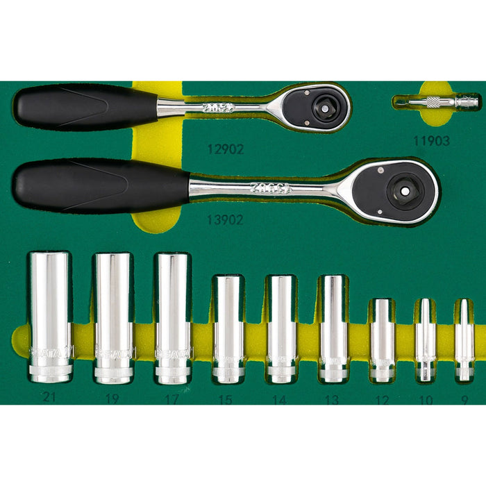 Bộ khay dụng cụ 157 chi tiết SATA 09919 chuyên dùng cho garage ô tô