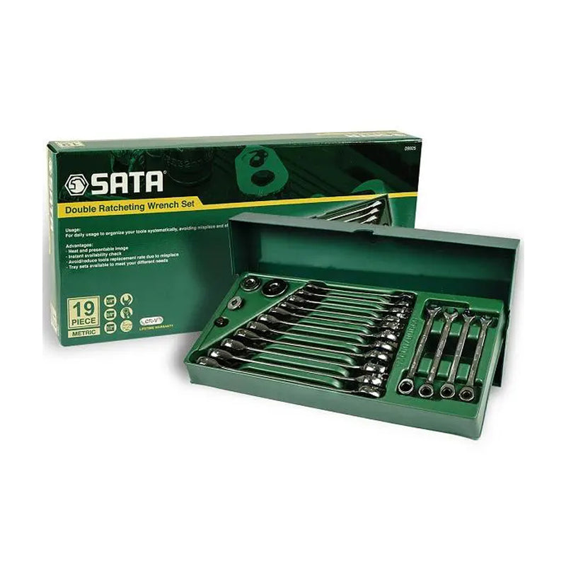 Bộ khay cờ lê vòng miệng tự động 19 chi tiết  SATA 09925A