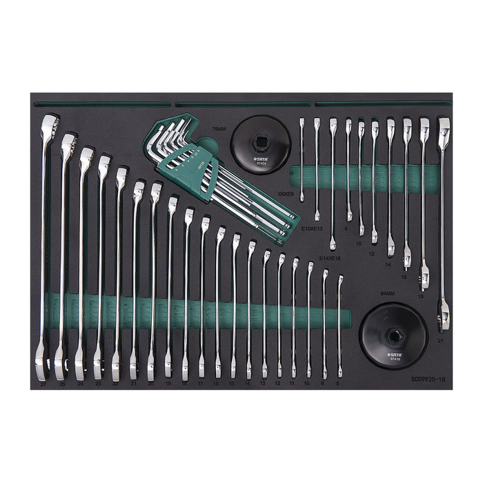 Bộ xe đẩy chứa dụng cụ sửa chữa ô tô SATA 09925, 4 ngăn tổng 210 chi tiết