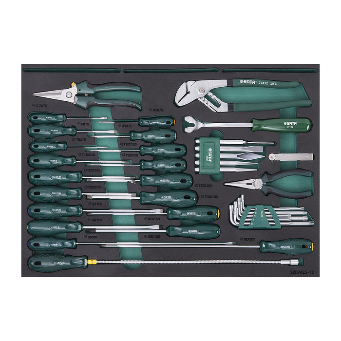 Bộ xe đẩy chứa dụng cụ sửa chữa ô tô SATA 09925, 4 ngăn tổng 210 chi tiết