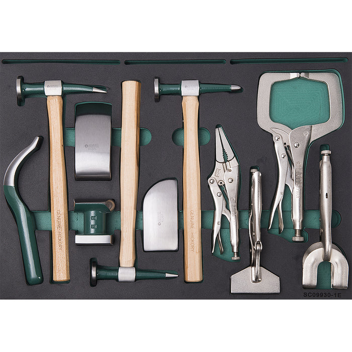 Bộ dụng cụ cầm tay DR.Master 249 chi tiết chứa trong tủ đựng 6 ngăn có bánh xe di chuyển, dùng trong garage sửa ô tô SATA - 09930