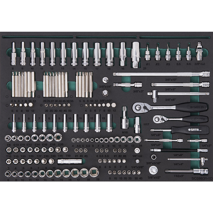 Bộ dụng cụ cầm tay DR.Master 368 chi tiết chứa trong tủ đựng 6 ngăn có bánh xe di chuyển, dùng trong garage sửa ô tô, SATA - 09931