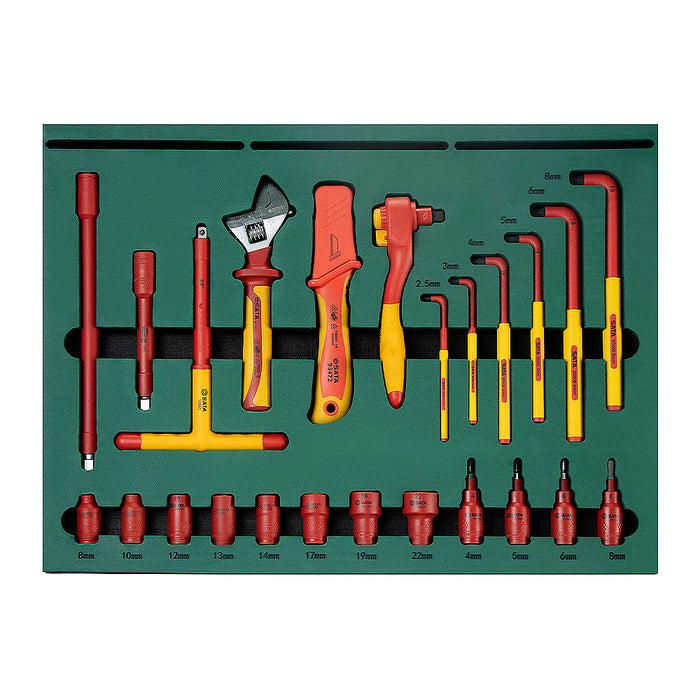 Bộ dụng cụ cách điện 1000V 59 chi tiết SATA 09935, đạt tiêu chuẩn IEC/EN 60900