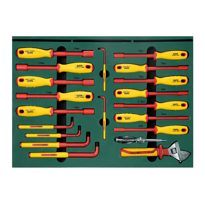 Bộ dụng cụ cách điện 1000V 116 chi tiết SATA 09936, đạt tiêu chuẩn IEC/EN 60900