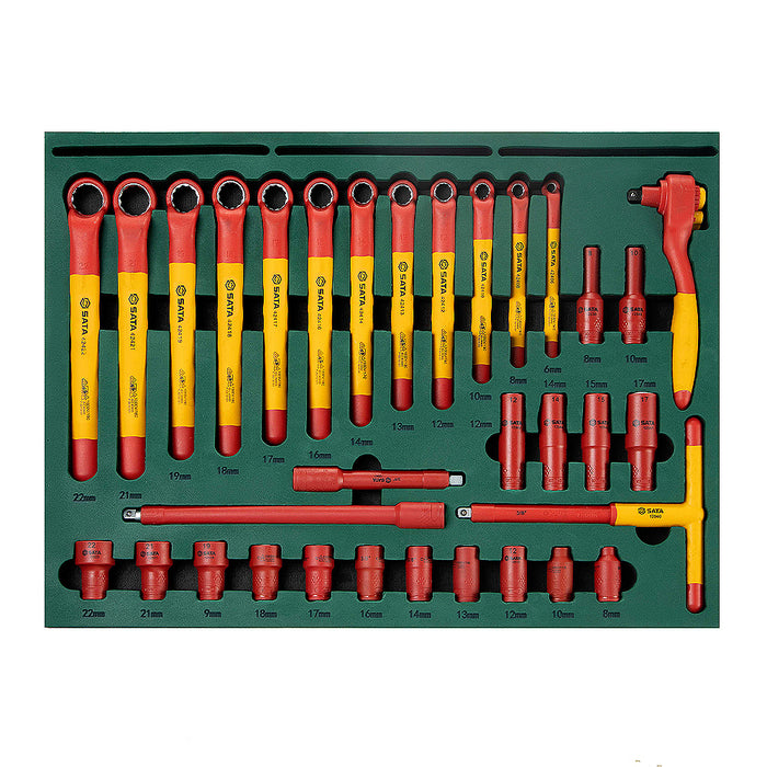 Bộ dụng cụ cách điện 1000V 116 chi tiết SATA 09936, đạt tiêu chuẩn IEC/EN 60900