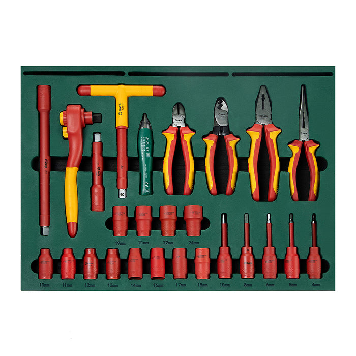 Bộ dụng cụ cách điện 1000V 116 chi tiết SATA 09936, đạt tiêu chuẩn IEC/EN 60900