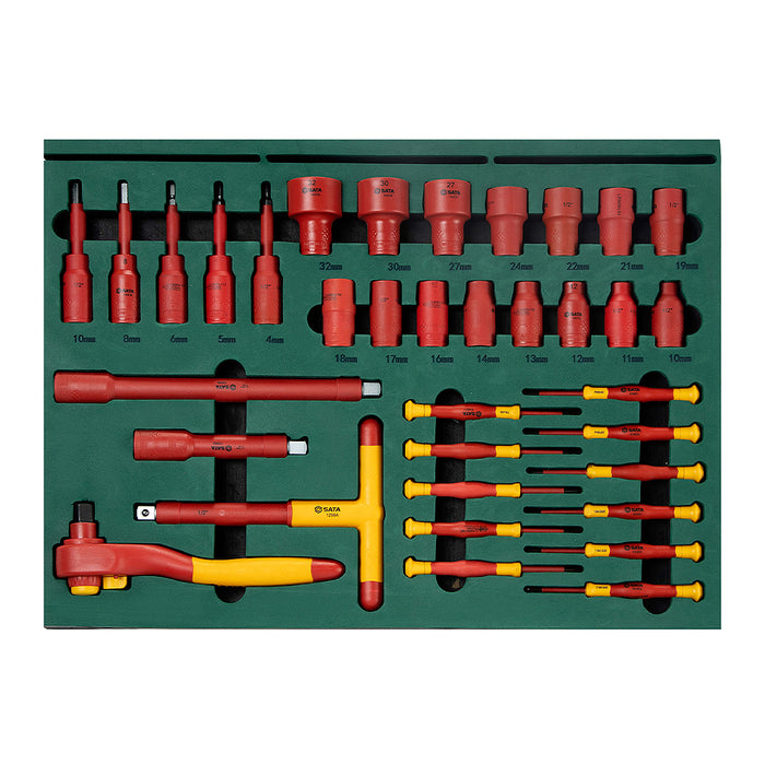 Bộ dụng cụ cách điện 1000V 166 chi tiết SATA 09937, đạt tiêu chuẩn IEC/EN 60900