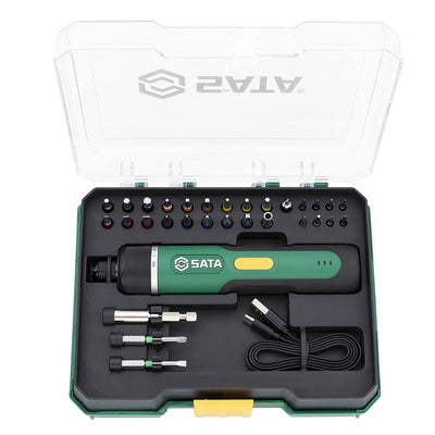 Bộ tua vít điện tử 32 chi tiết SATA 151051 - Pin sạc 3.7V, đa năng, tiện lợi, dễ sử dụng.