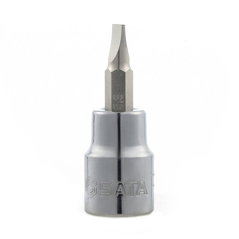 Đầu tuýp cốt 3/8 inch có mũi tua vít dẹp (SL) SATA, vật liệu thép S2, thân ngắn 48mm