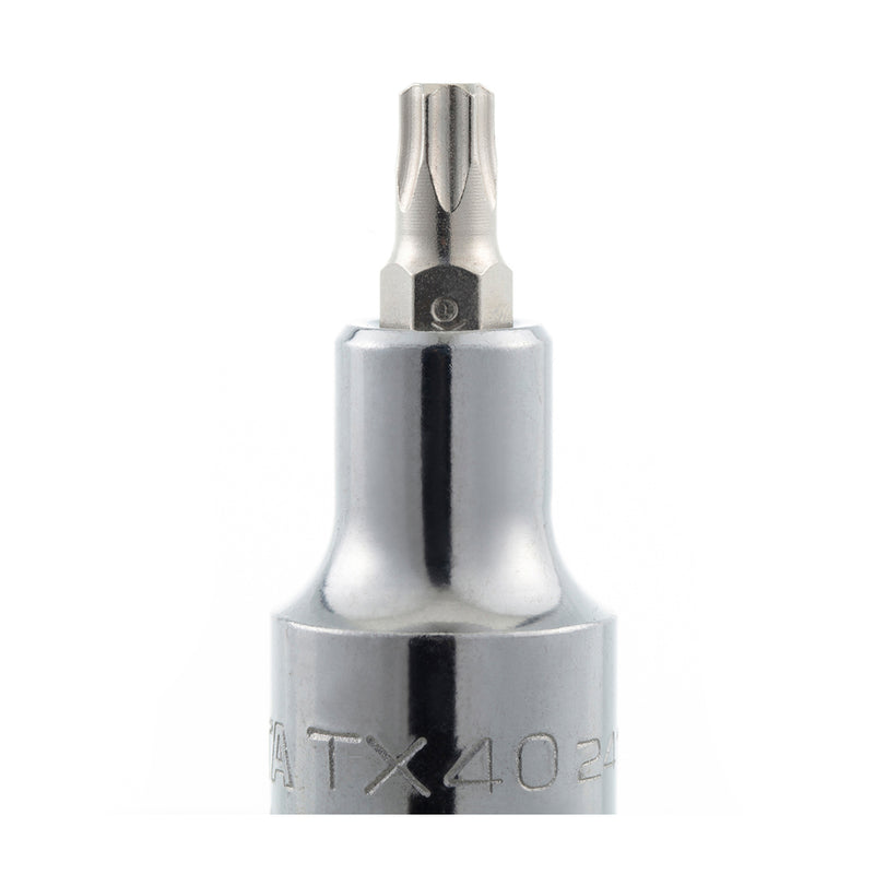 六角套筒扳手，长 50mm，尺寸 12.5mm，适用于 T20 至 T60 的螺丝刀头。