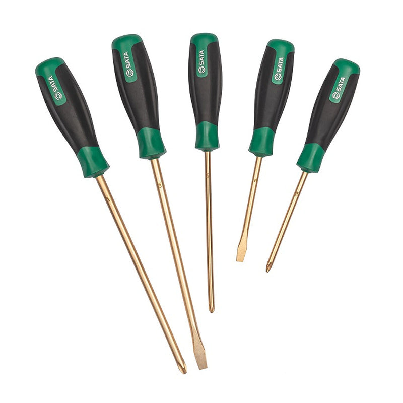 Bộ tua vít chống tia lửa điện SATA 5 chi tiết, hợp kim đồng Beryllium Copper, tay cầm chống trượt, an toàn cho môi trường cháy nổ.