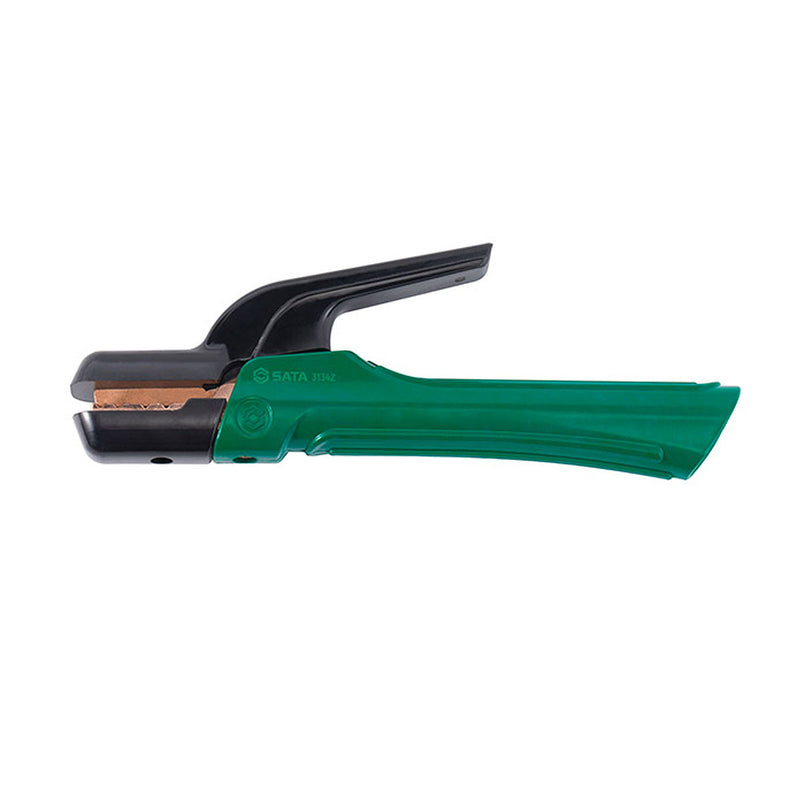 Kìm kẹp que hàn SATA 31342 500A, thân hợp kim đồng dẫn điện cao, tay cầm cách điện chịu nhiệt an toàn, tối ưu cho hàn cơ khí công nghiệp.