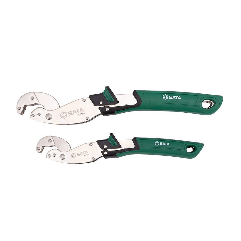 Bộ mỏ lết tự động SATA 47215 đa năng 2 chi tiết, 2 kích cỡ, thép hợp kim, tay cầm chống trượt.
