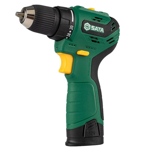 Máy khoan pin SATA 51006A 12V xanh lá, 30Nm, đầu kẹp 10mm, động cơ brushless