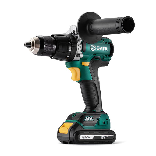 Máy khoan búa SATA 51012 18V không chổi than, đầu kẹp 13mm, lực siết 60Nm, kèm pin 2.0Ah, sạc nhanh