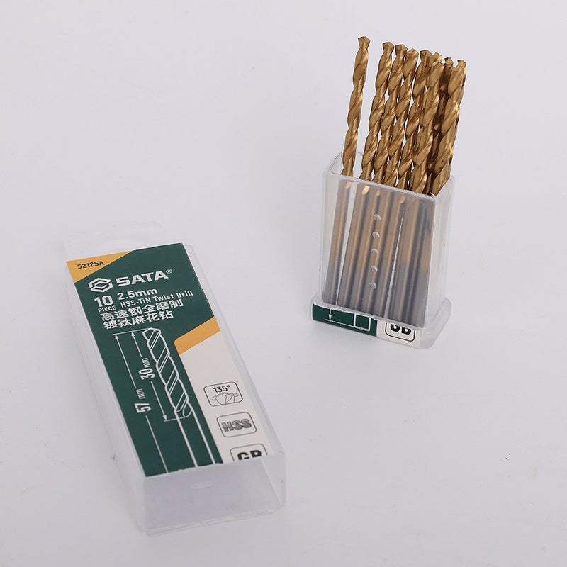 高速钢-TiN涂层麻花钻，适用于SATA接口，钻头直径1毫米至8.5毫米