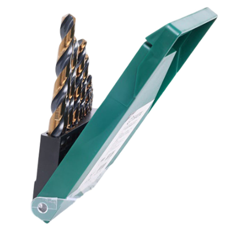 Bộ mũi khoan kim loại chất liệu thép HSS-Tin đuôi trơn 10 chi tiết SATA 52510 kích thước từ 1mm - 10mm