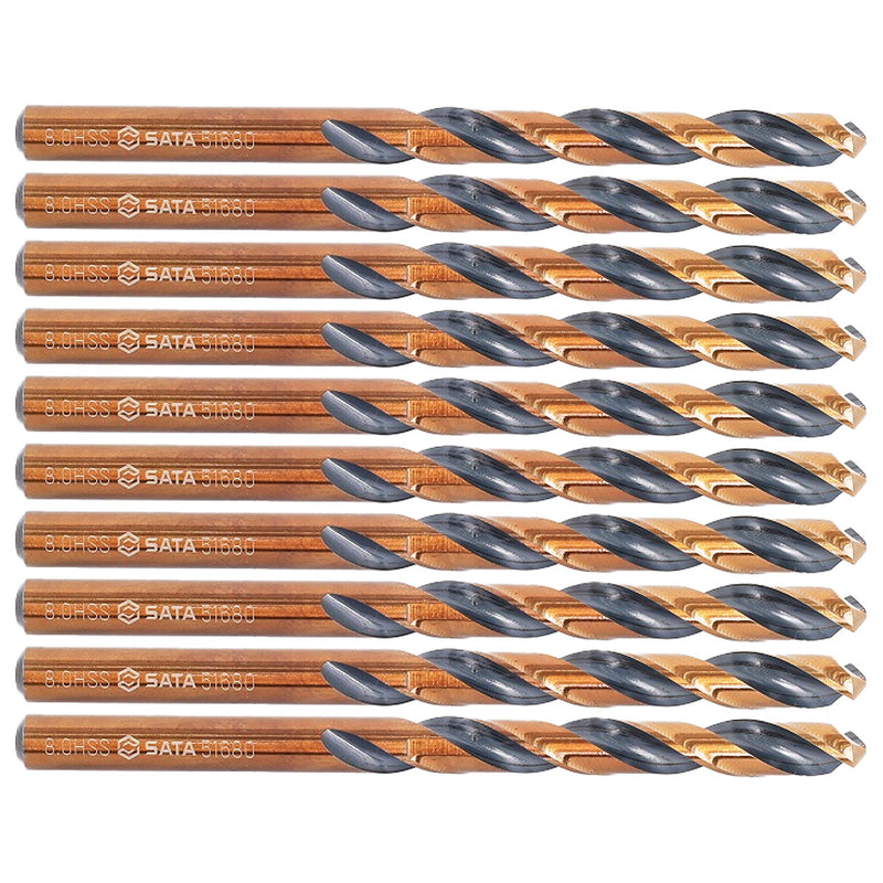 Bộ 10 mũi khoan kim loại HSS SATA 52660 đường kính 6mm, đuôi trơn