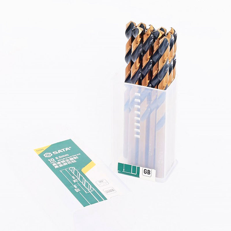 Bộ 10 mũi khoan kim loại HSS SATA 52680 đường kính 8mm, đuôi trơn