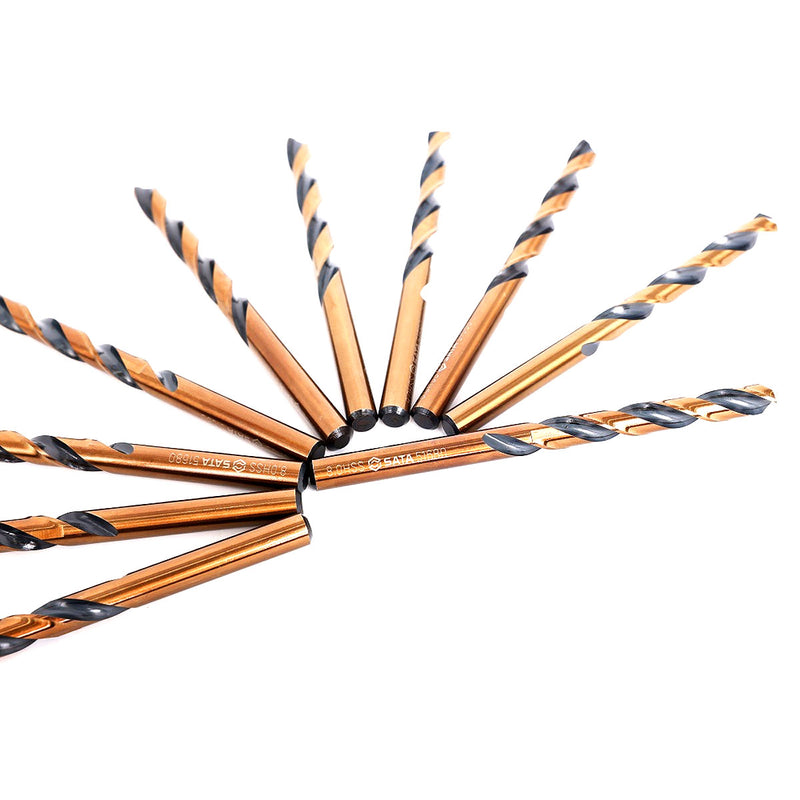 Bộ 10 mũi khoan kim loại HSS SATA 52680 đường kính 8mm, đuôi trơn