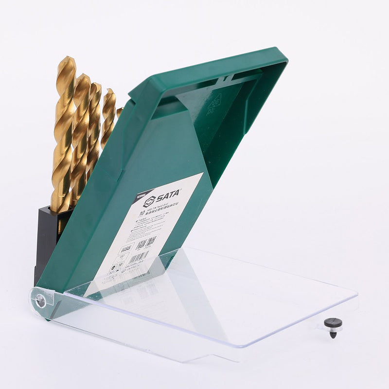 Bộ 10 mũi khoan HHS mạ Titan thân xoắn đuôi trơn SATA 52910A, Thép M15 (từ 1mm - 10mm)