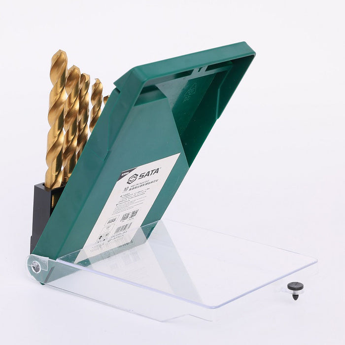 Bộ 10 mũi khoan HHS mạ Titan thân xoắn đuôi trơn SATA 52910A, Thép M15 (từ 1mm - 10mm)