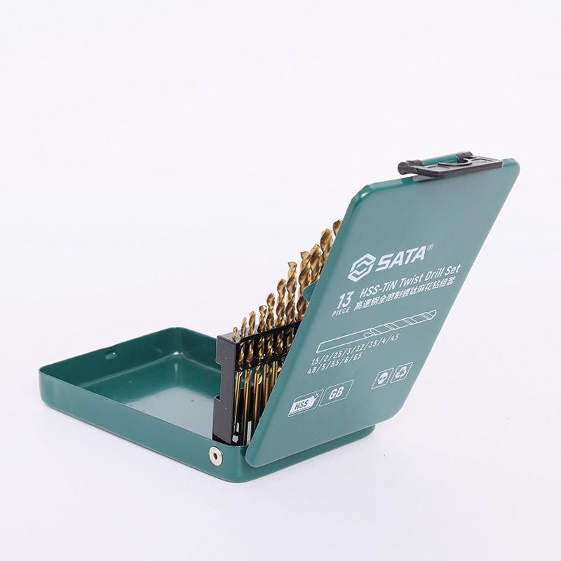 Bộ mũi khoan kim loại HSS-TiN, 13 chi tiết SATA 52913 kích thước từ 1.5mm - 6.5mm