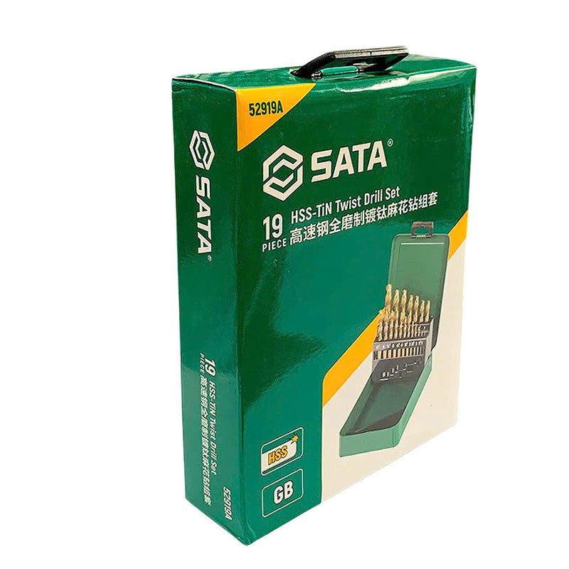 19ピース HSS-TiNツイストドリルセット SATA 52919A