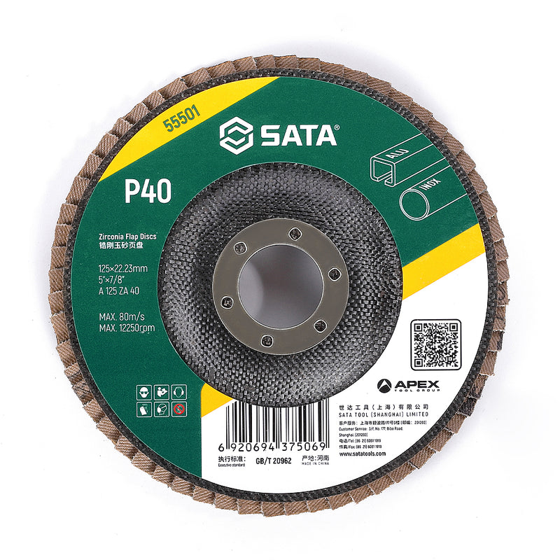 SATA Zirconia Flap Discs, Diameters from 125mm - 180mm SATA