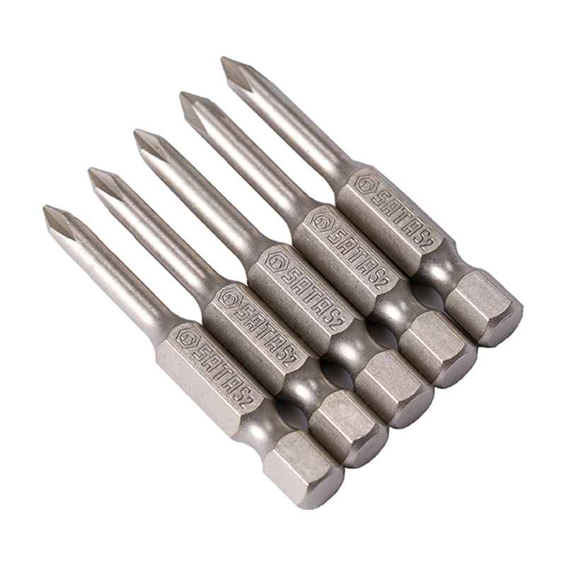 Vĩ 5 mũi vặn vít bake SATA 50mm thép S2, chuôi lục giác 1/4 inch, kích thước PH0-PH3