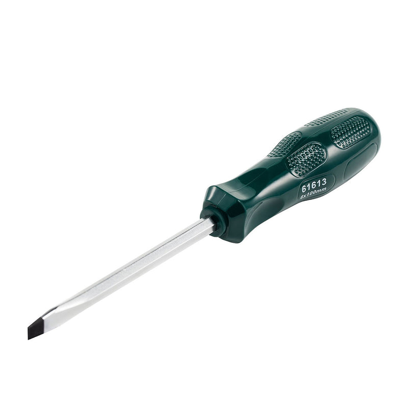 Tua vít đóng đầu dẹp SATA 61613 6mm x 100mm lưỡi xuyên suốt, cán bọc TPR, đầu từ tính.
