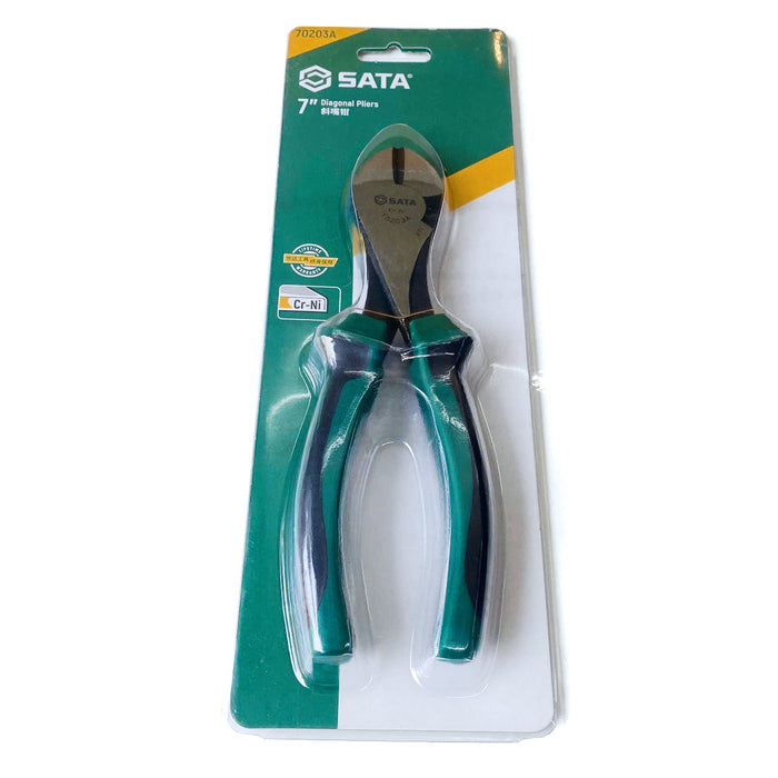 Kìm cắt SATA 70203A dài 7 inch (180mm), vật liệu bằng thép Crome mạ niken, tay cầm bằng nhựa TPR