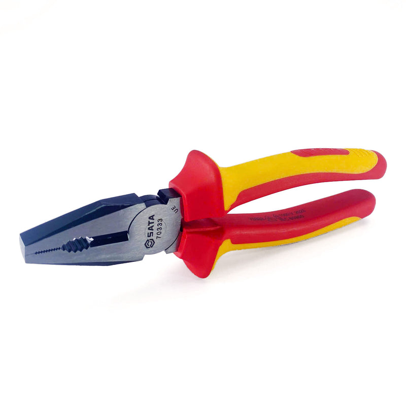 Kìm điện SATA 70331-333 VDE cách điện 1000V đa năng, thép Cr-V, cán chống trượt