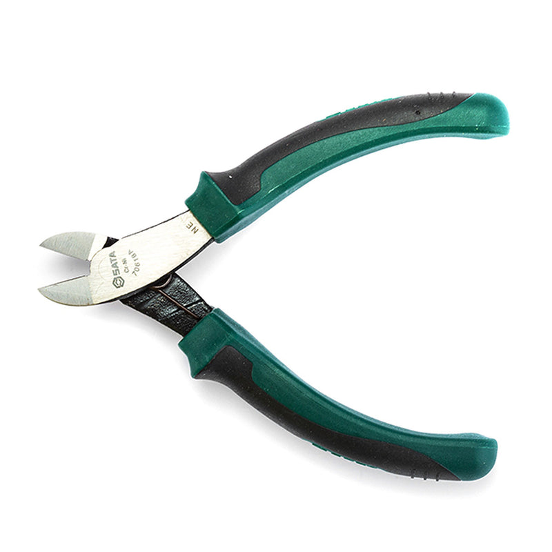 Kìm cắt nhựa mini SATA 70618A 125mm, thép Cr-Ni, lưỡi tôi cứng, tay cầm chống trượt, cắt phẳng.