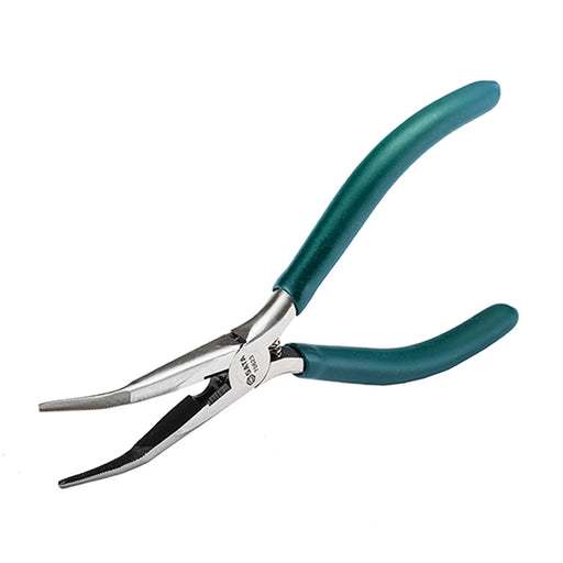 Kìm nhọn mũi cong SATA 70623 150mm, mũi cong 45°, lò xo trợ lực, thép Cr-V, chống trượt.