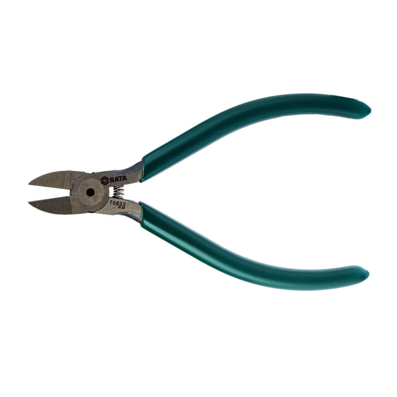 Kìm cắt linh kiện điện tử SATA 70633 125mm lò xo trợ lực, thép Cr-V, đầu thon.