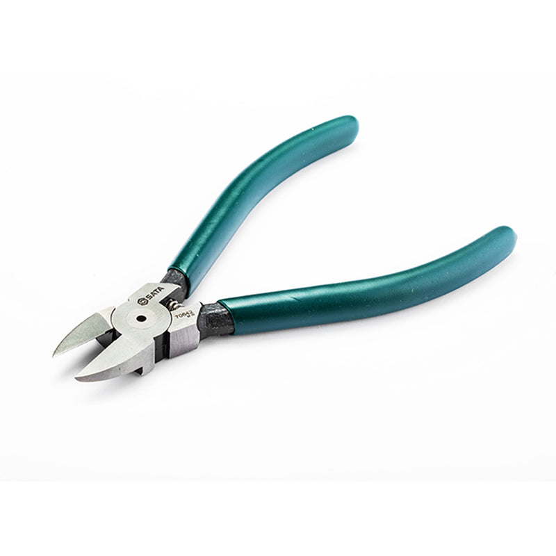 Kìm cắt nhựa SATA lò xo trợ lực, lưỡi cong Nhật, thép Cr-V, 125-178mm