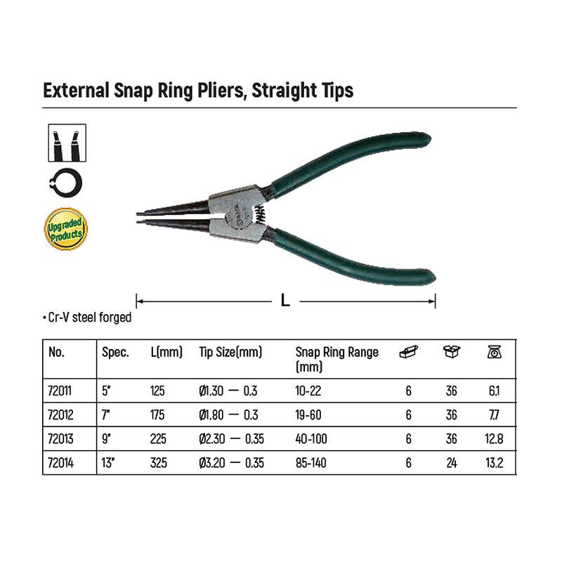 德式轴用直口卡簧钳5 inch SATA
