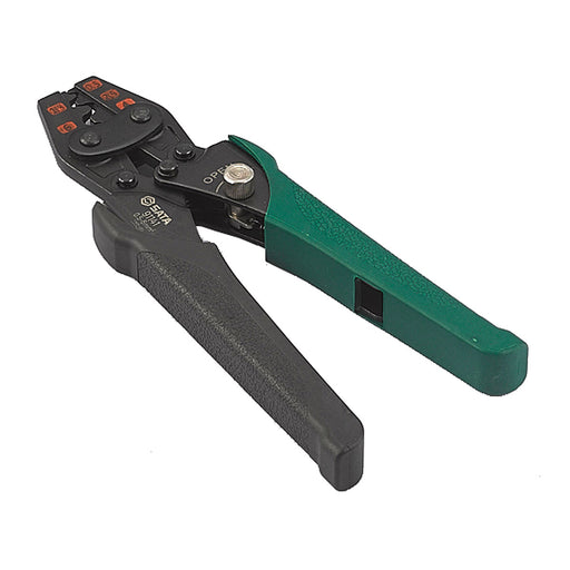 Kìm bấm cos pin rỗng SATA 0.5-35mm² ép vuông, cơ cấu bánh cóc, tay cầm chống trượt.