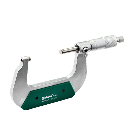 Panme đo ngoài SATA 91533, 50-75mm, độ chia 0.01mm, độ chính xác ±0.005mm, bề mặt hợp kim cứng, khóa trục đo.